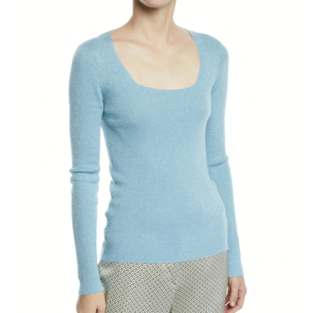 ETRO Scoop Neck Shimmer Lightweight Long Sleeve Sweater - Picture 5 of 6